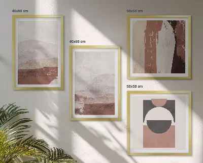 Abstracte bruine patronen set van posters met lijst