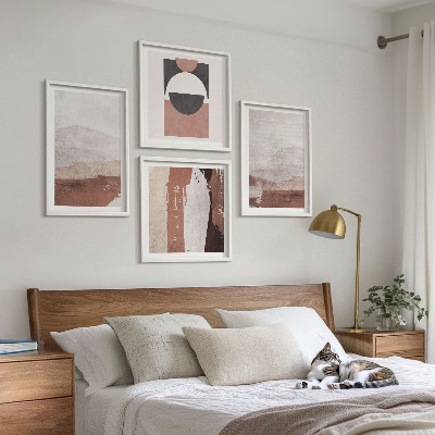 Set van posters met lijst Abstracte bruine patronen