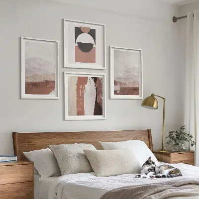Abstracte bruine patronen set van posters met lijst