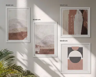 Abstracte bruine patronen set van posters met lijst