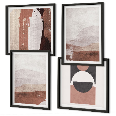 Set van posters met lijst Abstracte bruine patronen