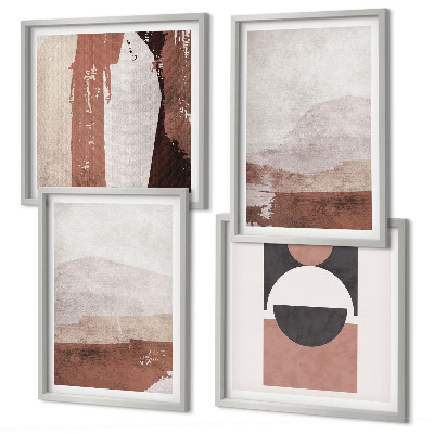 Set van posters met lijst Abstracte bruine patronen