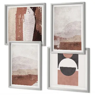 Abstracte bruine patronen set van posters met lijst