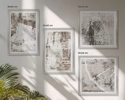 Abstracte patronen witbruin meerluik in lijst