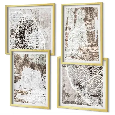 Abstracte patronen witbruin meerluik in lijst