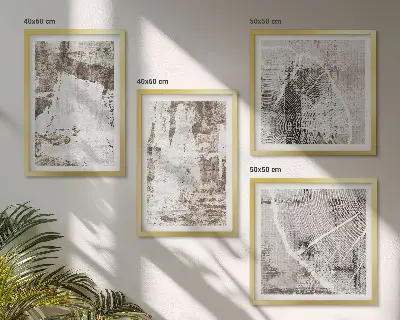 Abstracte patronen witbruin meerluik in lijst