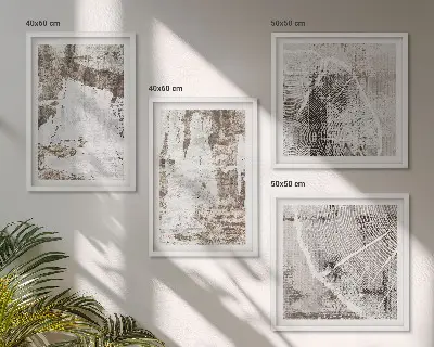 Abstracte patronen witbruin meerluik in lijst