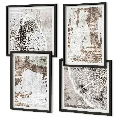 Abstracte patronen witbruin meerluik in lijst