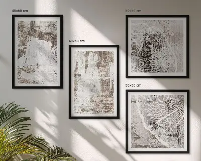 Abstracte patronen witbruin meerluik in lijst