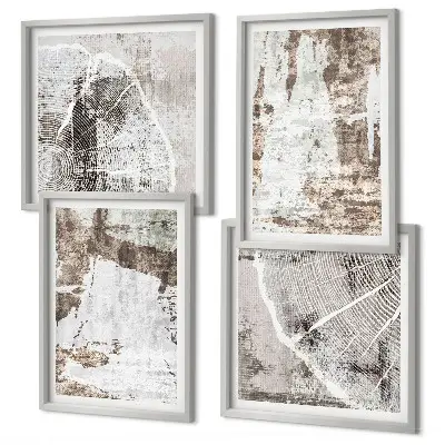 Abstracte patronen witbruin meerluik in lijst