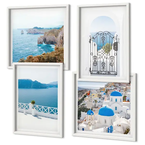 Zee-architectuur van Griekenland set van posters inclusief lijst