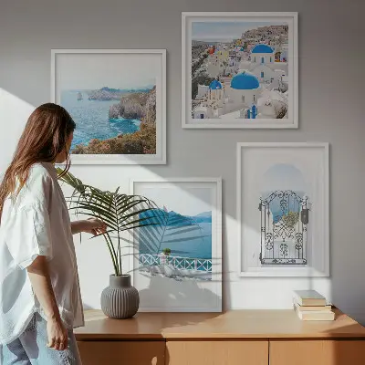 Zee-architectuur van Griekenland set van posters inclusief lijst