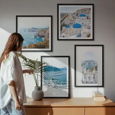 Zee-architectuur van Griekenland set van posters inclusief lijst