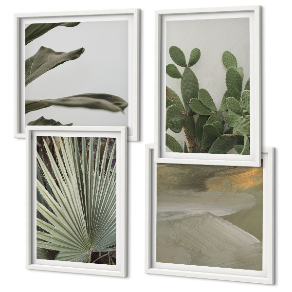 Meerluik in lijst Pastelkleurige bladeren van tropische planten
