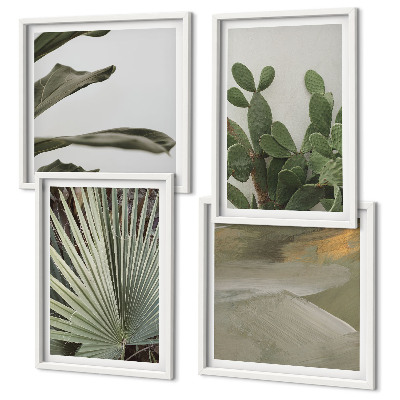 Meerluik in lijst Pastelkleurige bladeren van tropische planten