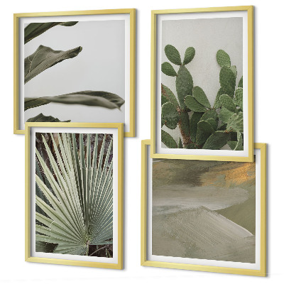 Meerluik in lijst Pastelkleurige bladeren van tropische planten