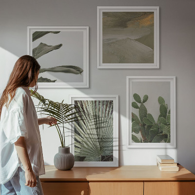 Meerluik in lijst Pastelkleurige bladeren van tropische planten