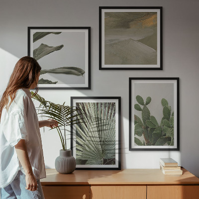 Meerluik in lijst Pastelkleurige bladeren van tropische planten