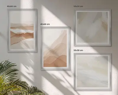 Abstracte bruine landschappen meerluik in lijst