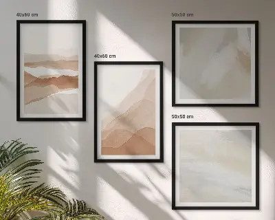 Abstracte bruine landschappen meerluik in lijst