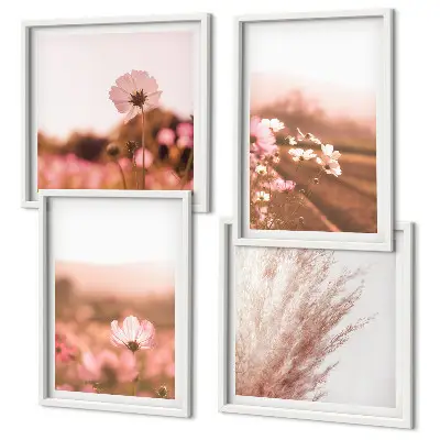 Set van posters met lijst Wilde bloemen in de weiden in de zomer