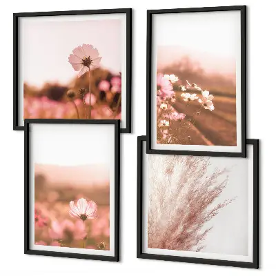 Set van posters met lijst Wilde bloemen in de weiden in de zomer