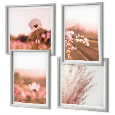 Set van posters met lijst Wilde bloemen in de weiden in de zomer