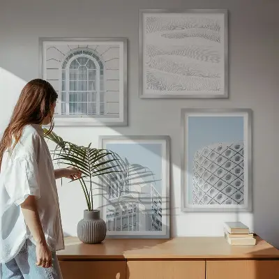Posterset met lijsten moderne architectuur en geometrie