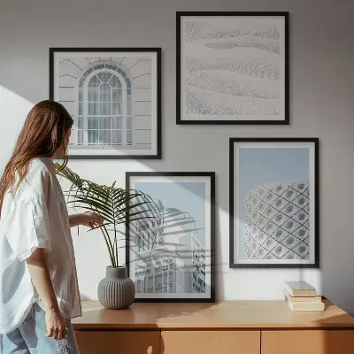 Posterset met lijsten moderne architectuur en geometrie