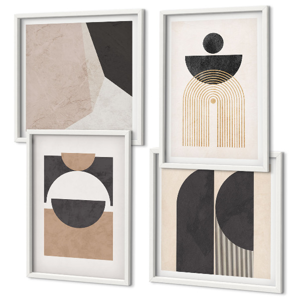 Meerluik in lijst Abstracte vormen beige bruin