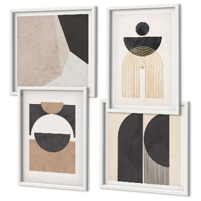 Meerluik in lijst Abstracte vormen beige bruin