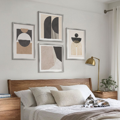 Meerluik in lijst Abstracte vormen beige bruin