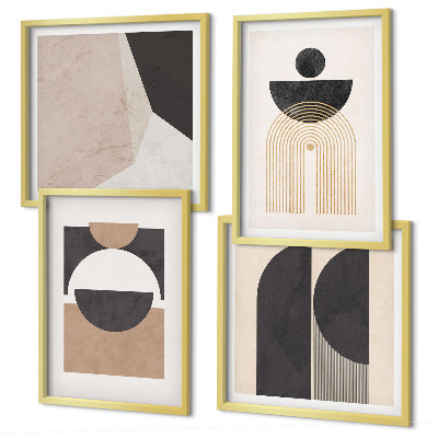 Meerluik in lijst Abstracte vormen beige bruin