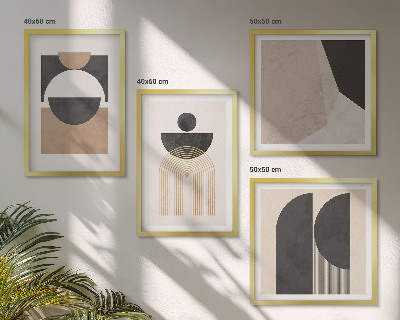 Meerluik in lijst Abstracte vormen beige bruin