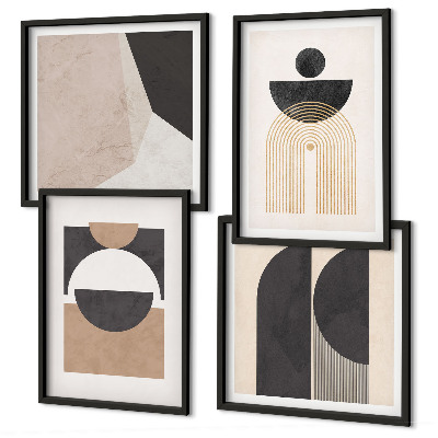 Meerluik in lijst Abstracte vormen beige bruin