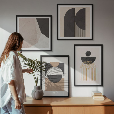 Meerluik in lijst Abstracte vormen beige bruin