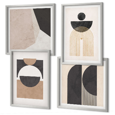 Meerluik in lijst Abstracte vormen beige bruin