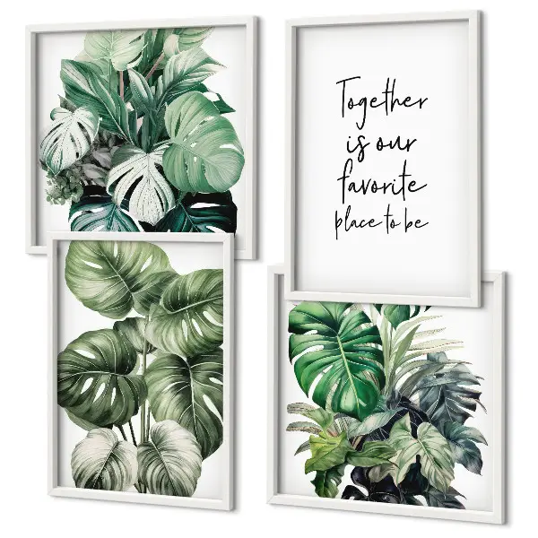 Set van posters met lijst Decoratie met groene tropische bladeren