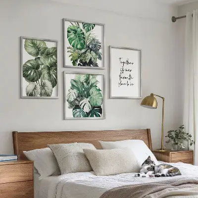 Set van posters met lijst Decoratie met groene tropische bladeren