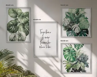 Set van posters met lijst Decoratie met groene tropische bladeren