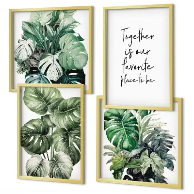 Set van posters met lijst Decoratie met groene tropische bladeren