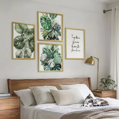 Set van posters met lijst Decoratie met groene tropische bladeren
