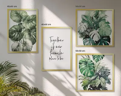 Set van posters met lijst Decoratie met groene tropische bladeren