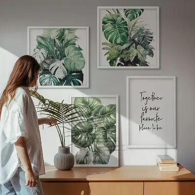 Set van posters met lijst Decoratie met groene tropische bladeren