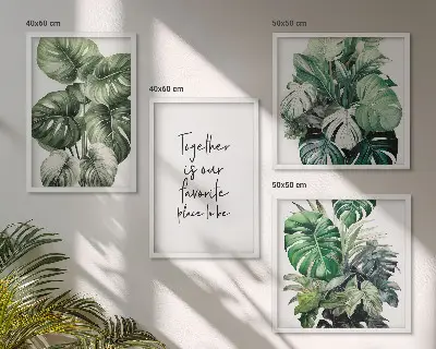 Set van posters met lijst Decoratie met groene tropische bladeren