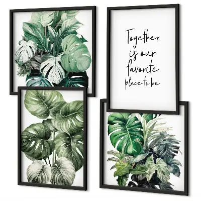 Set van posters met lijst Decoratie met groene tropische bladeren