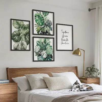 Set van posters met lijst Decoratie met groene tropische bladeren