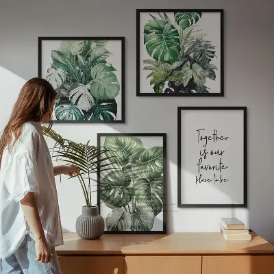 Set van posters met lijst Decoratie met groene tropische bladeren