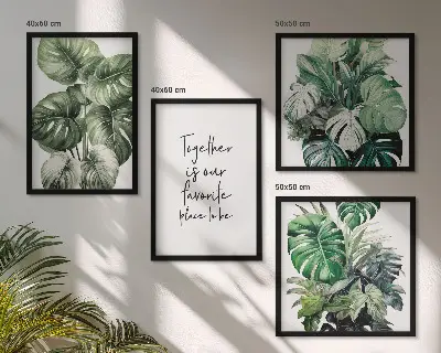 Set van posters met lijst Decoratie met groene tropische bladeren