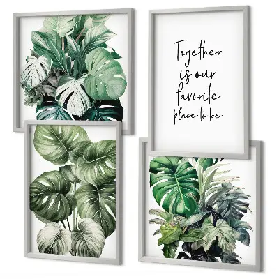 Set van posters met lijst Decoratie met groene tropische bladeren
